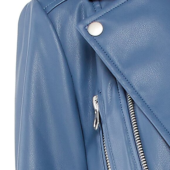 Scoop Blue Vegan Leather Moto Jacket - Picture 5 of 10